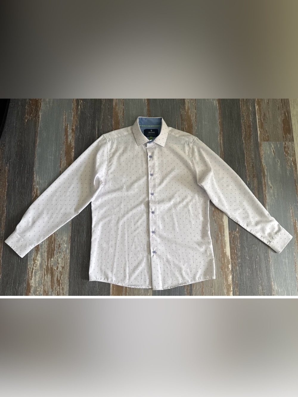 Tom Baine Shirt Mens Large Slim Fit Stretch Performance Flip Cuff Wrinkle Free